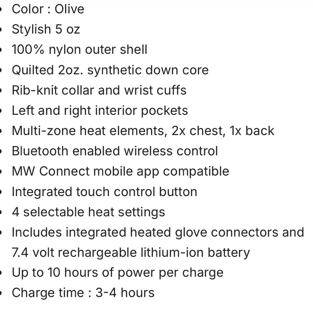 Mobile Warming Heated Coat/Jacket Olive Green with 2 Batteries Size Sm-Med - Picture 16 of 16